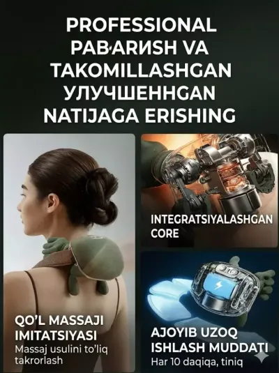 Premium isitishli massajor 40-45°C sun'iy qo'l effekti bilan — to'liq tana uchun 3 rejimli biomimetik massaj qurilmasi