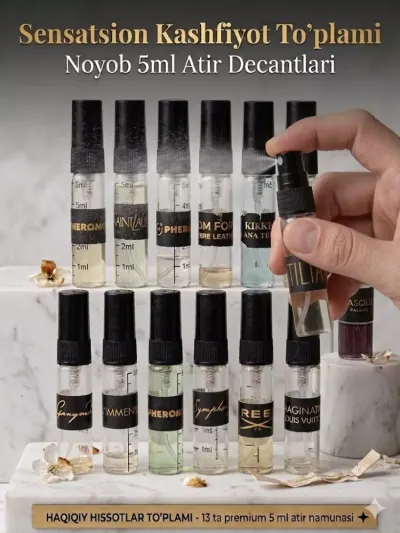 Premium 13 xil atirlar to‘plami — har kuni yangi ifor beruvchi 5 ml mini parfum set