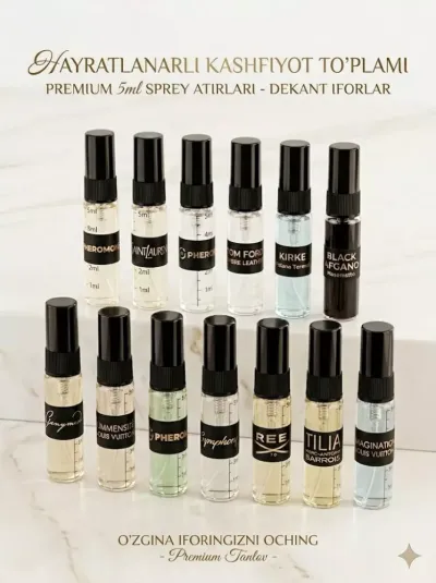 Premium 13 xil atirlar to‘plami — har kuni yangi ifor beruvchi 5 ml mini parfum set