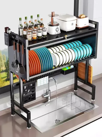 Ko‘p funksiyali metall idish quritgich – 2/3 qavatli oshxona sushilkasi, zanglamaydigan po‘latdan